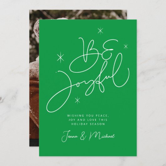 Invitation AJOUTER VOTRE PHOTO | Joyeux Noël Sois Joyeux (Devant / Derrière)