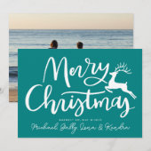 Invitation AJOUTER VOTRE PHOTO | Joyeux rennes de Noël (Devant / Derrière)