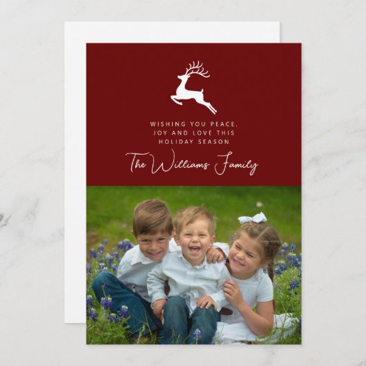 Invitation AJOUTER VOTRE PHOTO | Joyeux rennes de Noël (Devant / Derrière)