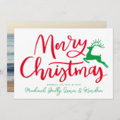 Invitation AJOUTER VOTRE PHOTO | Joyeux rennes de Noël (Devant / Derrière)