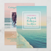 Invitation Ajouter votre photo Memorial Sea Ocean Beach Turqu (Devant / Derrière)