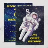 Invitation Ajoutez l'anniversaire de l'espace d'astronaute de (Devant / Derrière)