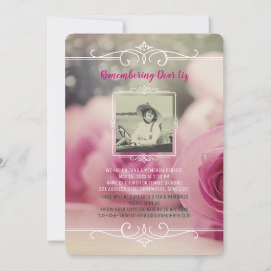 Invitation Ajoutez vos propres roses de rose de cérémonie (Dos)