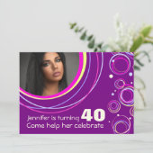 Invitation Ajoutez votre photo funky 40e anniversaire invitat (Debout devant)