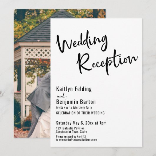 Invitation Ajoutez Votre Photo, Typographie Gras Réception de (Devant / Derrière)