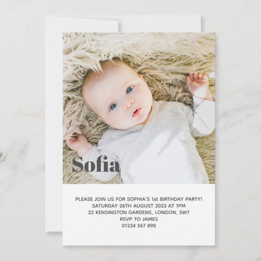 Invitation Ajoutez votre propre photo First Birthday Party (Devant)