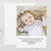 Invitation Ajoutez votre propre photo First Birthday Party (Devant / Derrière)