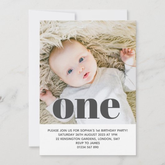 Invitation Ajoutez votre propre photo One First Birdday Party (Devant)