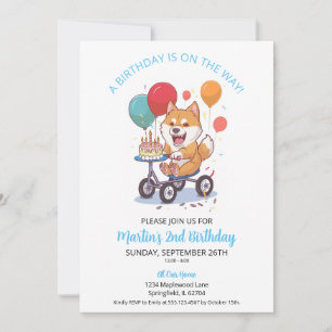 Invitation Akita à vélo avec gâteau 2e fête d'anniversaire