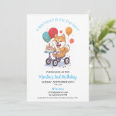 Invitation Akita à vélo avec gâteau 2e fête d'anniversaire (Debout devant)