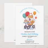 Invitation Akita à vélo avec gâteau 2e fête d'anniversaire (Devant / Derrière)