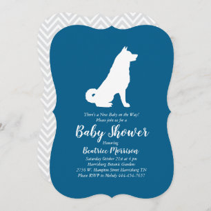Invitation Akita Baby shower Boy Blue