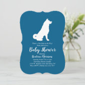Invitation Akita Chien Baby shower Garçon bleu (Debout devant)