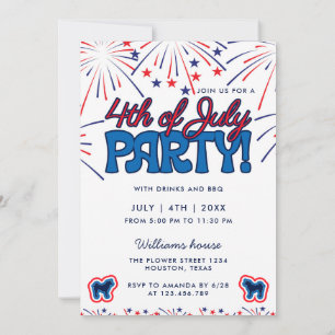 Invitation Akita Patriotic Fireworks 4 juillet parti BBQ