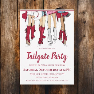 Invitation Alabama Ladies Cowboy Boots Crimson Tailgate Party
