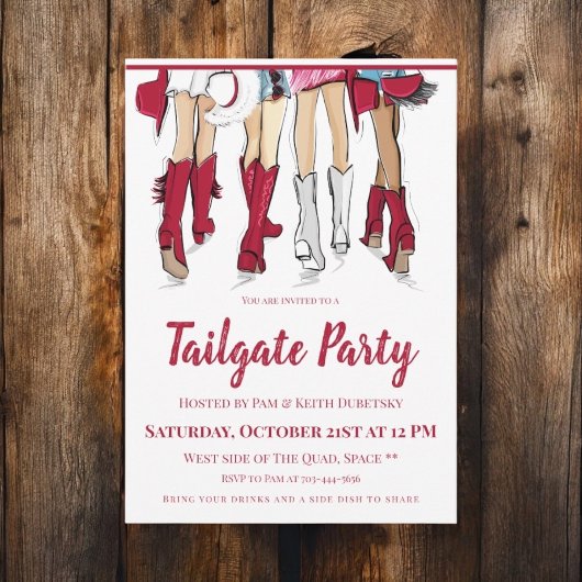 Invitation Alabama Ladies Cowboy Boots Crimson Tailgate Party