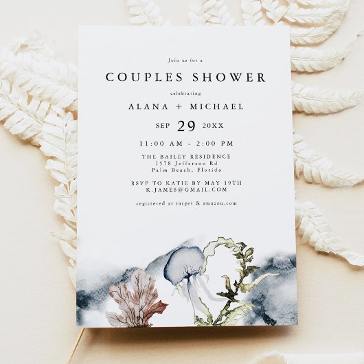 Invitation ALANA Tropical Ocean Coral Beach Couples Douche