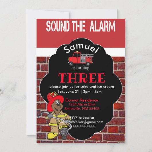 Invitation Alarme - Pompier (Devant)