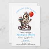 Invitation Alaskan Malamute Bike avec gâteau 2e fête d'annive (Devant / Derrière)