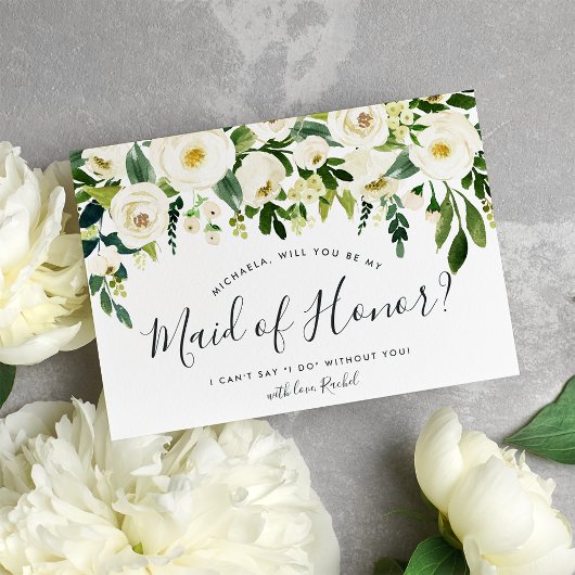 Invitation Albâtre Floral Be My Maid of Honor Card