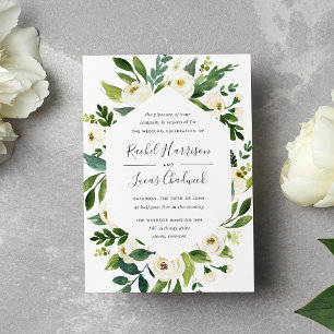 Invitation Albâtre   Mariage de cadre floral blanc