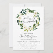 Invitation Albâtre Wreath Première communion sainte Invitatio (Devant)