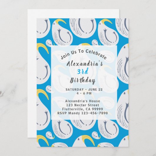 Invitation Albatros fête d'anniversaire (Devant / Derrière)