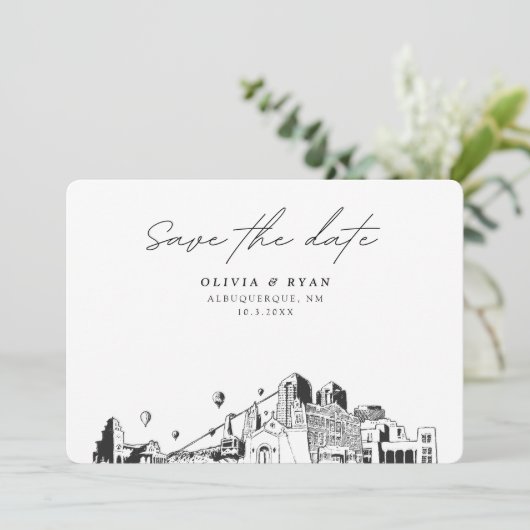 Invitation Albuquerque Mariage moderne Enregistrer la date (Debout devant)