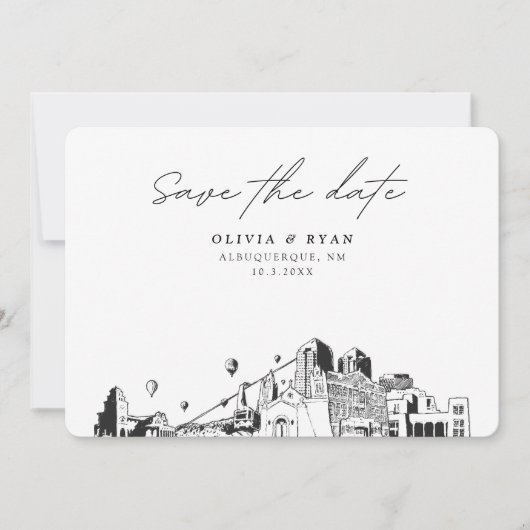 Invitation Albuquerque Mariage moderne Enregistrer la date (Devant)
