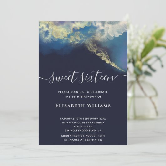 Invitation alcool Abstrait encre or script moderne invitat (Debout devant)