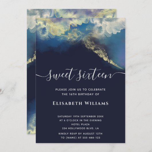 Invitation alcool Abstrait encre or script moderne invitat (Devant / Derrière)