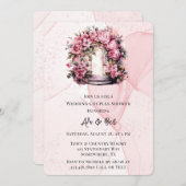 Invitation Alcool rose Arc Floral Mariage Couples Douche (Devant / Derrière)