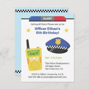 Invitation Alert Walkie Talkie Police pour enfants Fête d'ann