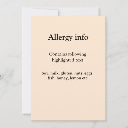 Invitation Alerte d'allergie alimentaire ajouter le nom du te (Devant)