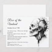 Invitation Alerte de fête Halloween Apocalypse des zombies no (Devant / Derrière)