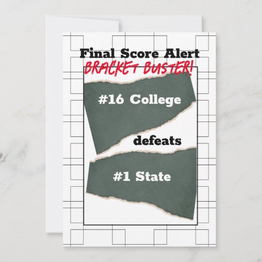 Invitation Alerte de note finale du tableau de bord Tourney (Dos)