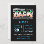 Invitation ALEX Votre nom Graffiti Brick Wall Paint Splatter (Devant)