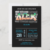 Invitation ALEX Votre nom Graffiti Brick Wall Paint Splatter (Devant)