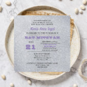 Invitation Alexandrite et Silver Parties scintillant Bat mitz