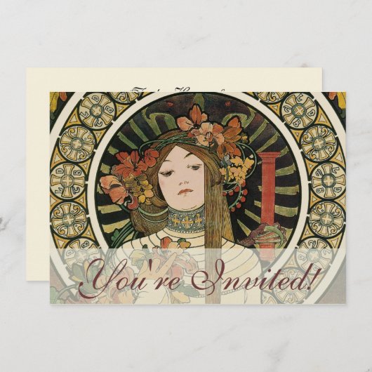 Invitation Alfonse Mucha Trappistine Nouveau (Devant / Derrière)