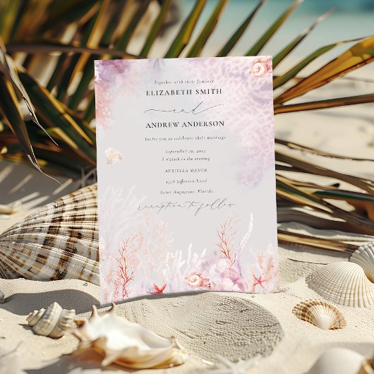 Invitation Algues sous-marines | Mariage d'aquarelle de coqui