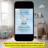 Invitation Alhamdulillah bleu aqeeqah musulman bébé garçon