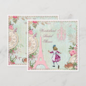 Invitation Alice à Paris Chic Wonderland Fête des mariées (Devant / Derrière)