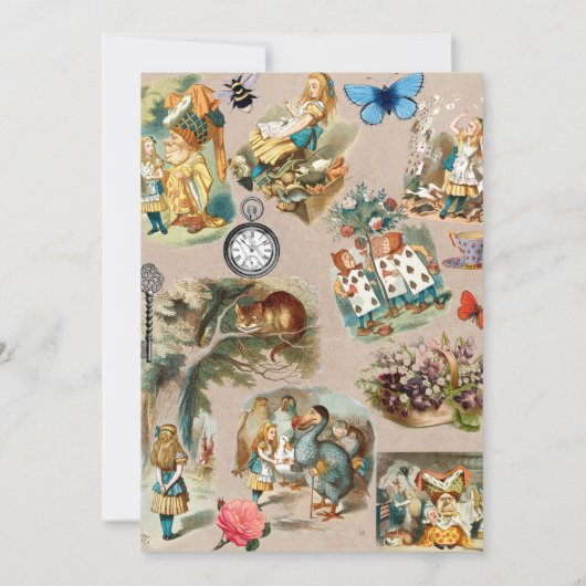 Invitation Alice à Wonderland Cheshire Cat Characters (Dos)