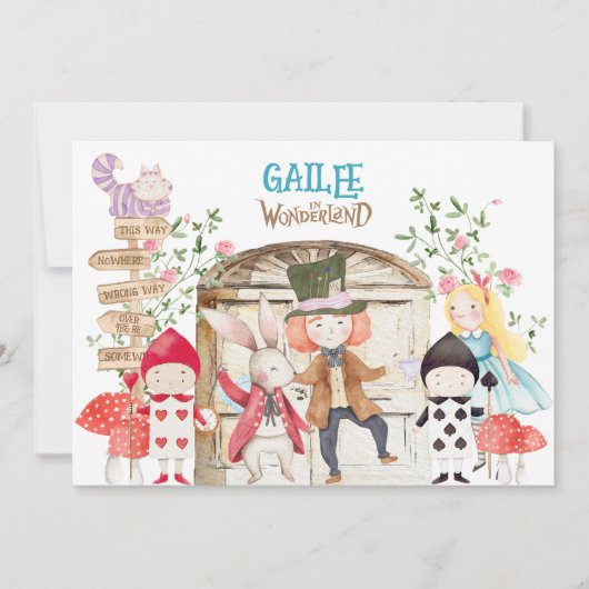 Invitation Alice Adventure in Woderland Birthday  (Devant)