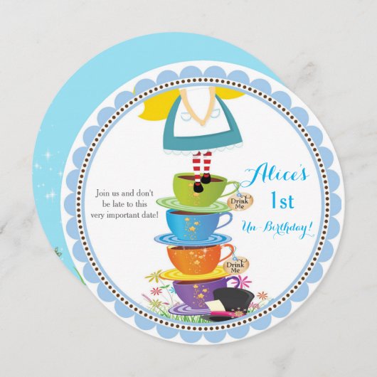 Invitation Alice au pays des merveilles (Devant / Derrière)