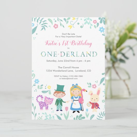 Invitation Alice au pays des merveilles | 1er anniversaire d' (Debout devant)