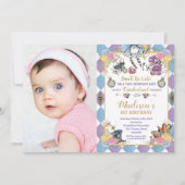 Invitation Alice au pays des merveilles 1er anniversaire Oned (Devant)