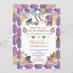 Invitation Alice au pays des merveilles 1er anniversaire Thé 