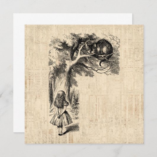 Invitation Alice au pays des merveilles Alice & Cheshire Cat (Devant / Derrière)